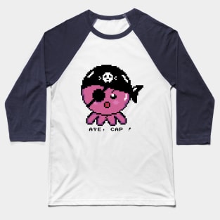 Pirate-Inspired Cute Octopus Pixel Art Baseball T-Shirt